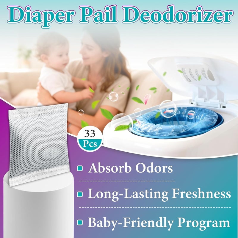 Joworthy 33 Pcs Diaper Pail Deodorizer Carbon Filters for Diaper Genie Filter, Compatible with Diaper Genie Complete & Expressions Pail, Diaper Pail Odor Absorber Carbon Filter Refills, Keep Home Fresh - Image 2